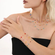 Trendy Colorful Natural Stone Collarbone Necklace And Bracelet Set