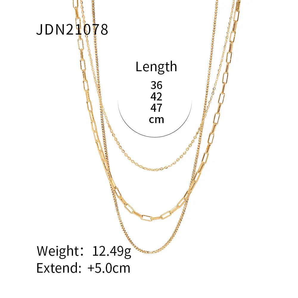Trendy Retro Minimalist Personality High-End Cool Style Multi-Layer Necklace
