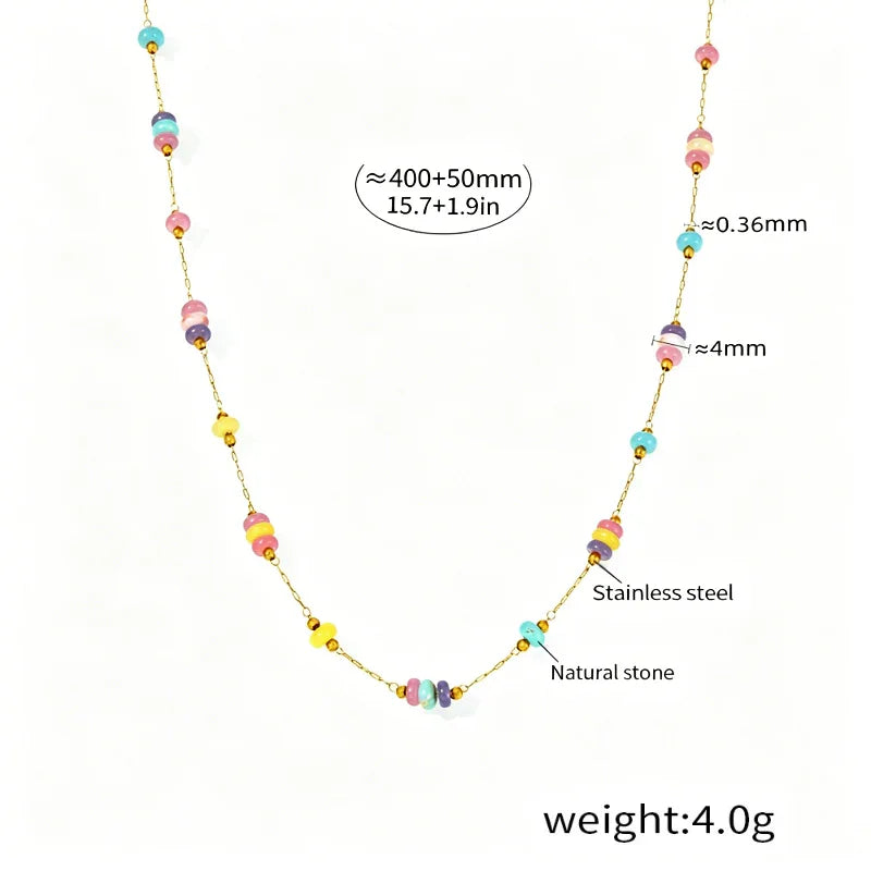 Natural Stone Mixed Color Abacus Bead Clover Bracelet and Necklace Set