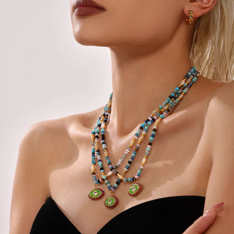 Natural Stone Beaded Necklace For Women