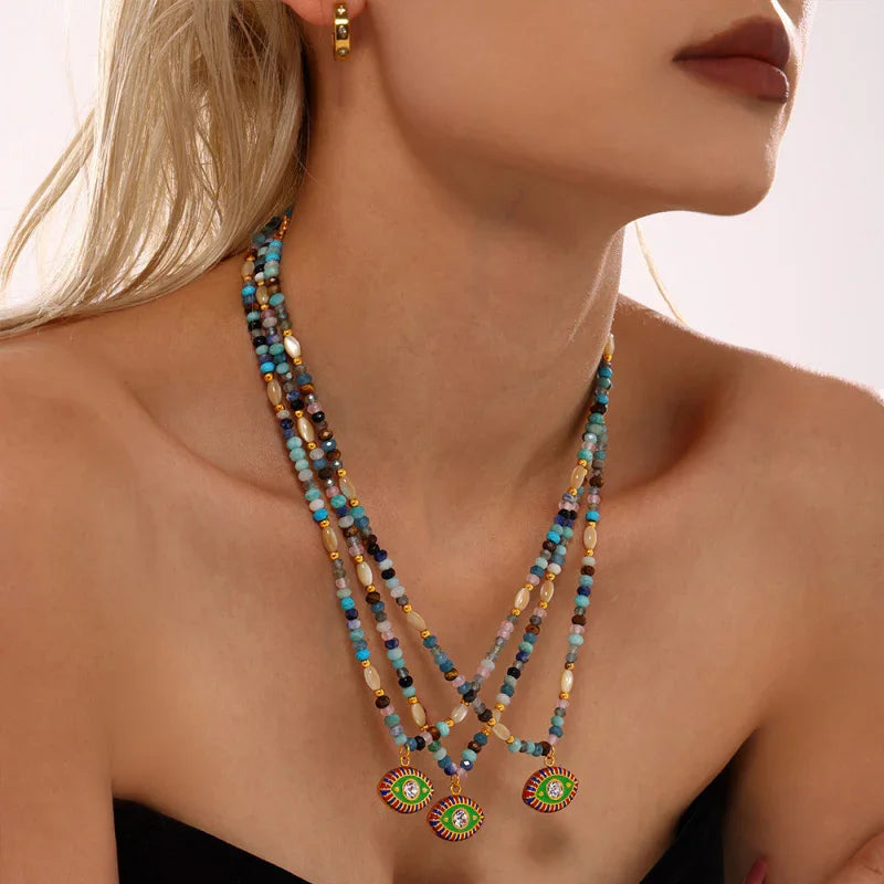 Natural Stone Beaded Necklace For Women