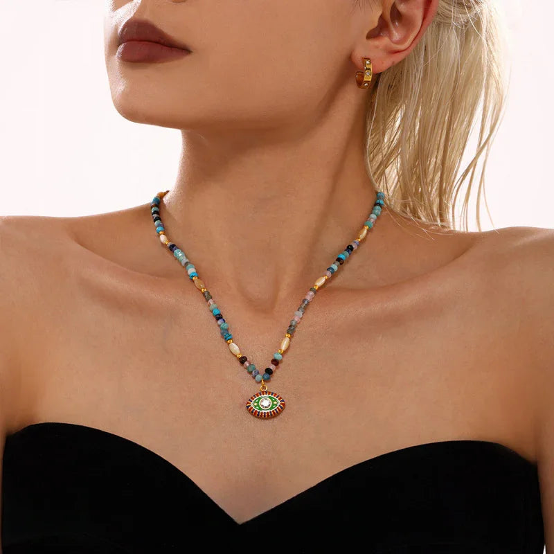 Natural Stone Beaded Necklace For Women