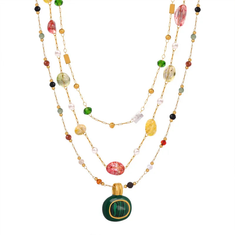Natural stone beaded necklace