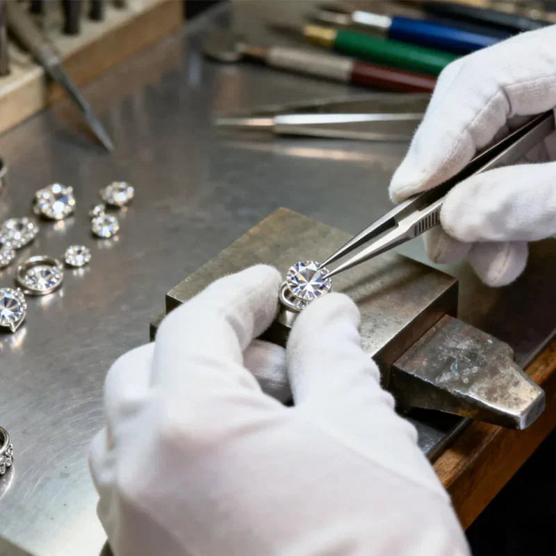 Hand-set diamonds