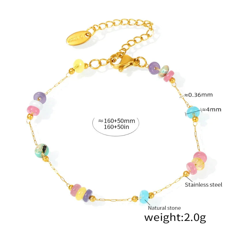 Natural Stone Mixed Color Abacus Bead Clover Bracelet and Necklace Set