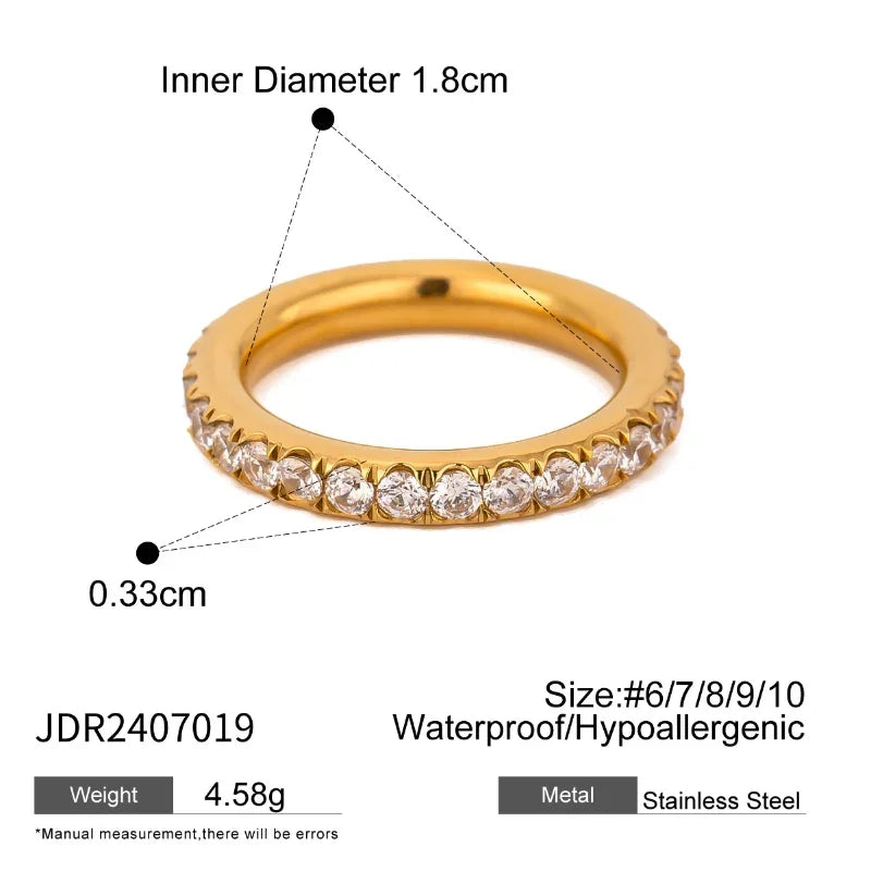 Stainless Steel Zircon Ring With A High-End Feel, Ins-Style Ring