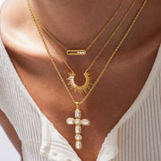Stainless Steel cross Necklacewith Diamonds
