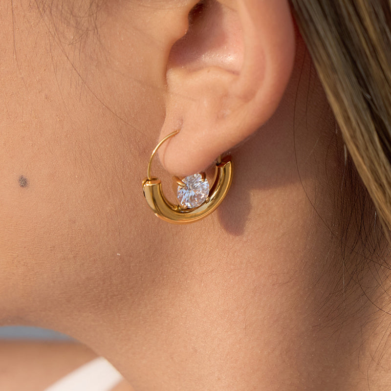 american diamond hoop earrings