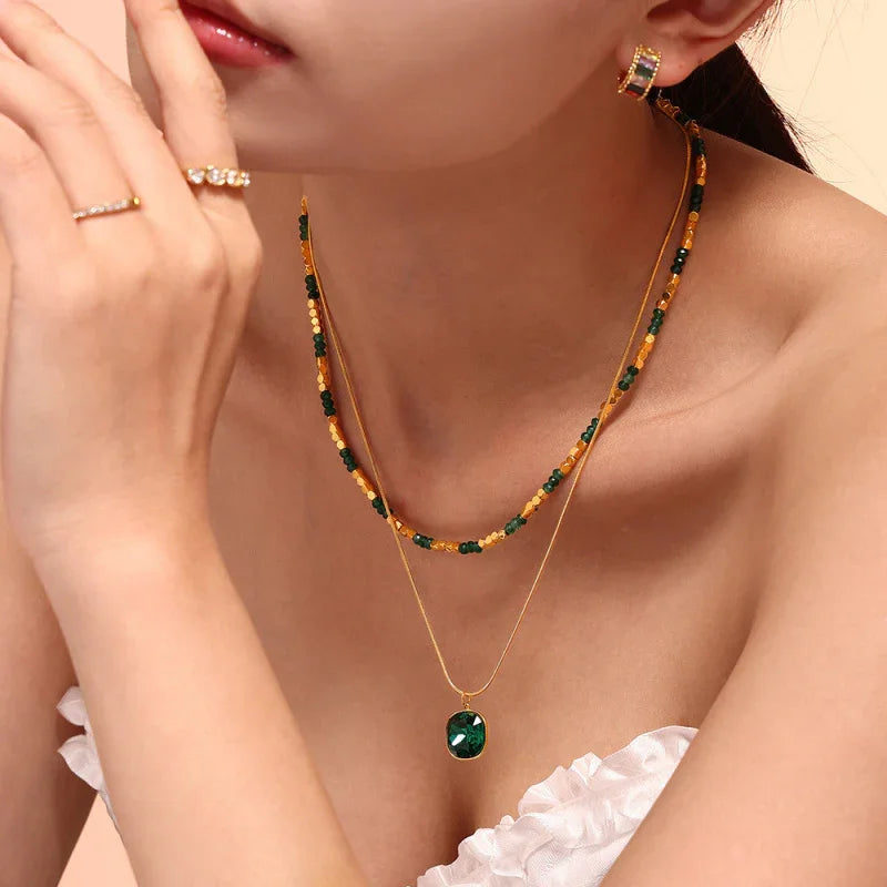 beaded charm necklace