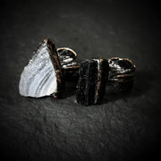 black gemstone engagement ring