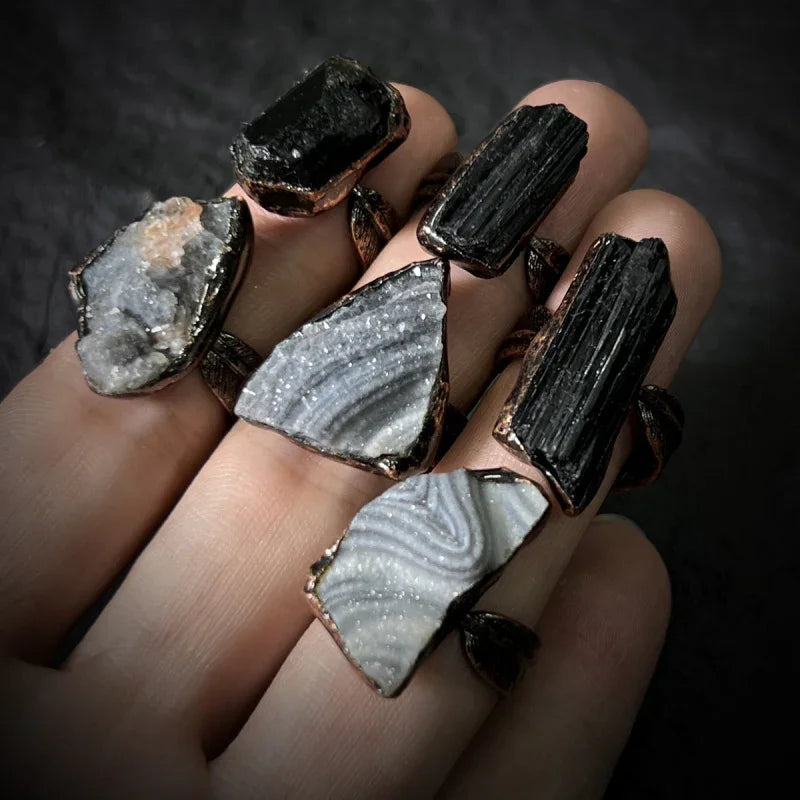 black gemstone ring