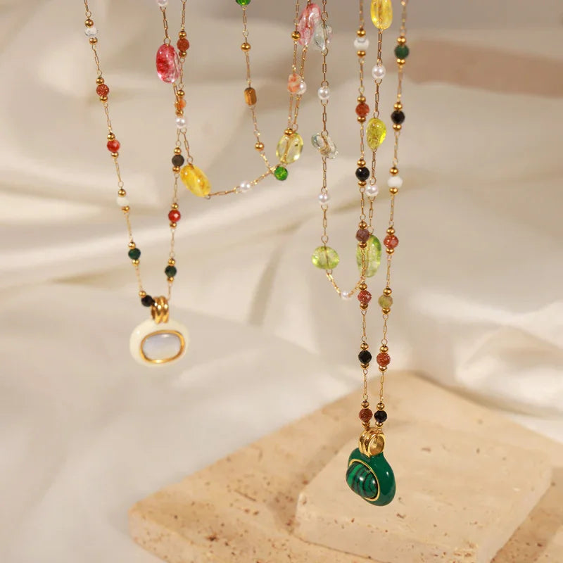 Natural stone beaded necklace