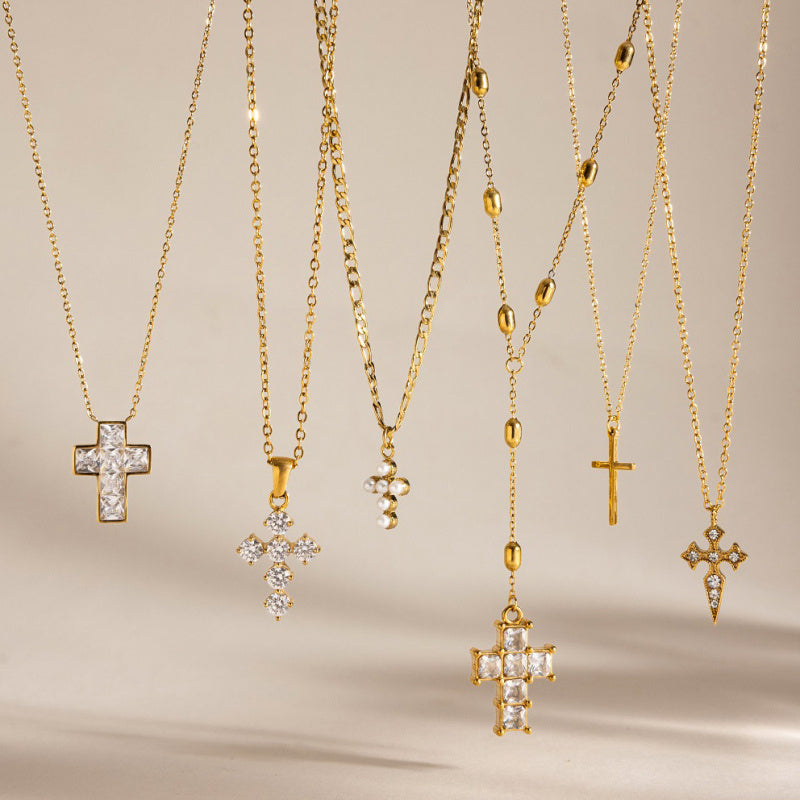 cross necklace for women stainless steel