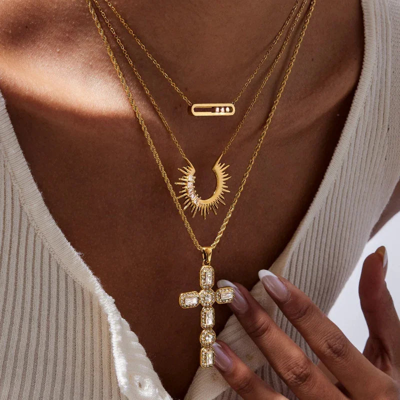 cubic zirconia cross pendant