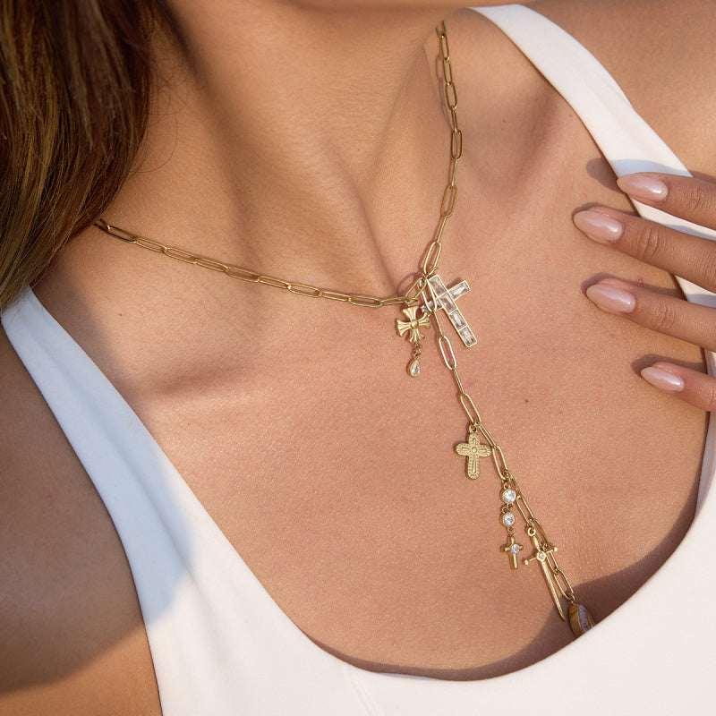 cubic zirconia cross pendant necklace