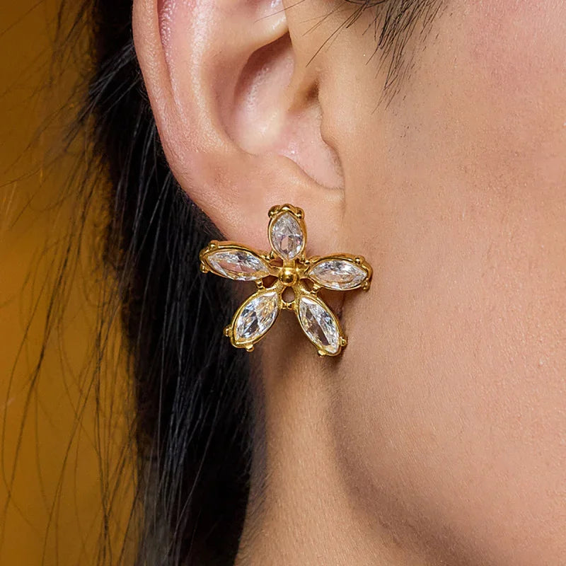 cubic zirconia flower earrings