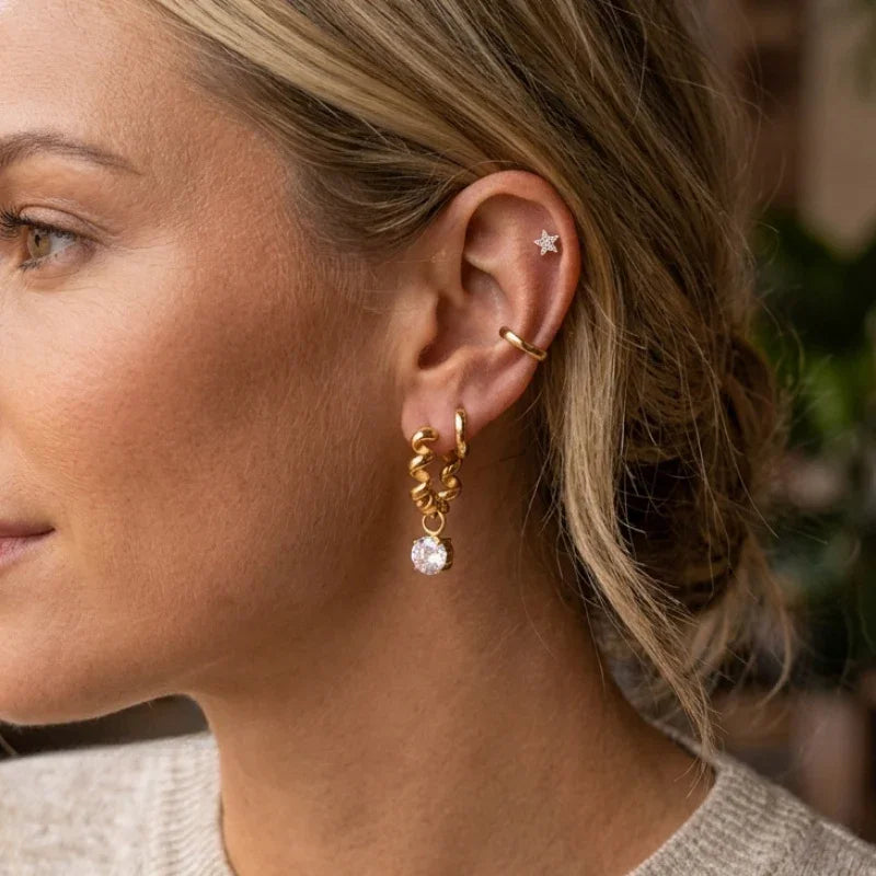 cubic zirconia long earrings