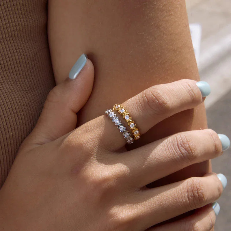 cubic zirconia pave stack ring