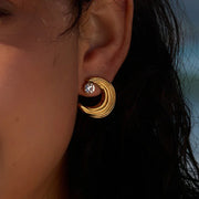 cubic zirconia stud earrings gold