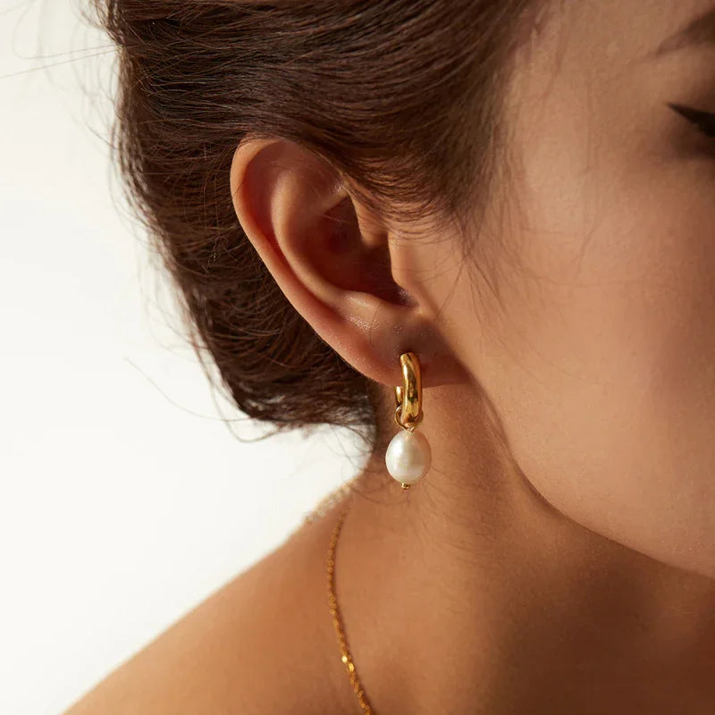 dainty pearl drop earrings