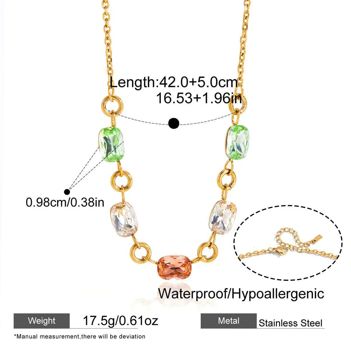 Colorful Rhinestone Necklace, Light Luxury Niche Collarbone Chain Accessory