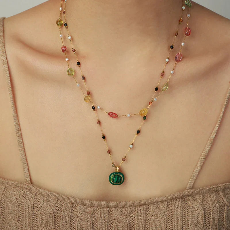 Natural stone beaded necklace