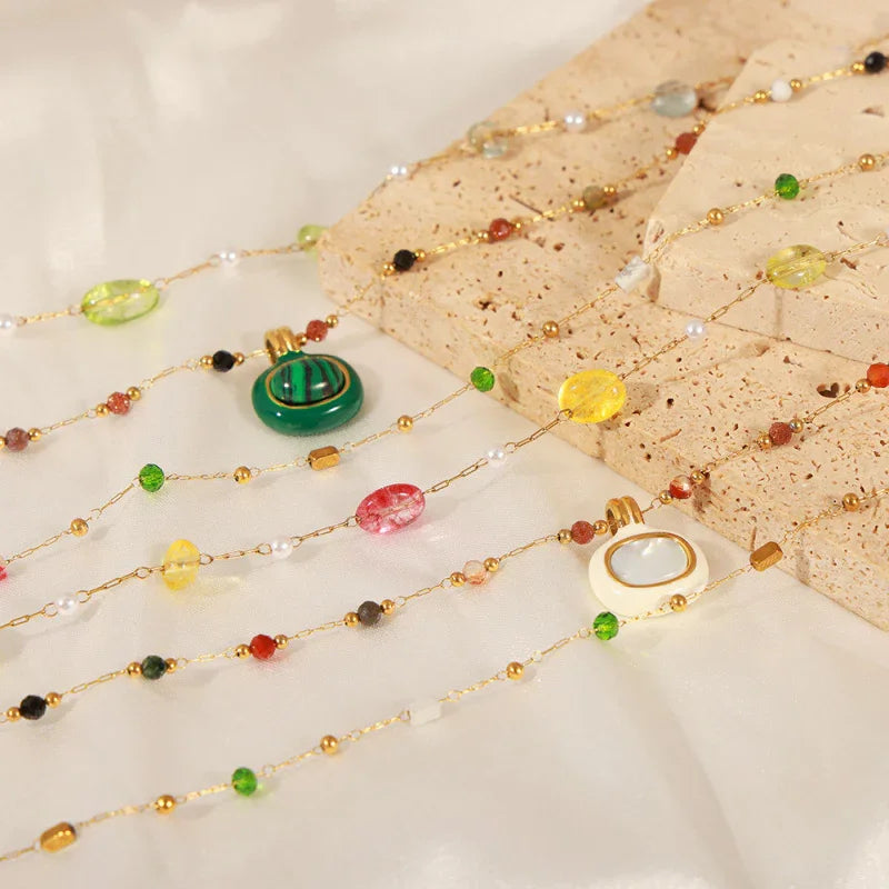 Natural stone beaded necklace