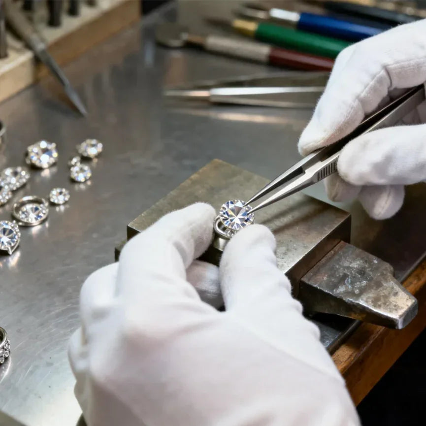 Hand-set diamonds
