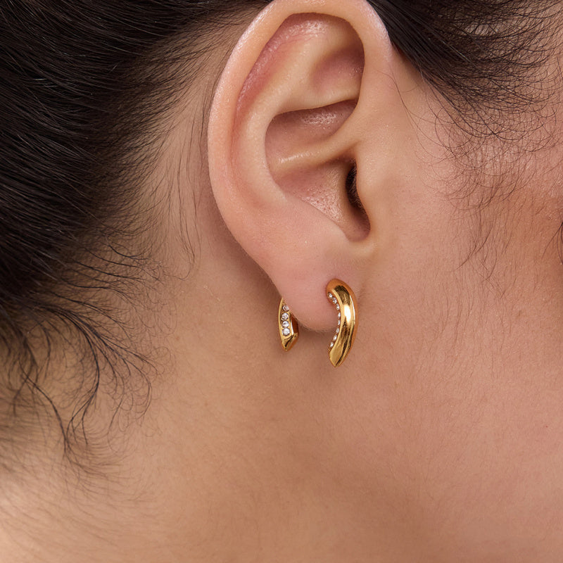 gold and rhinestone earrings