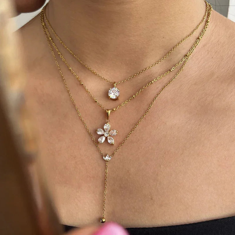 gold birth flower necklace