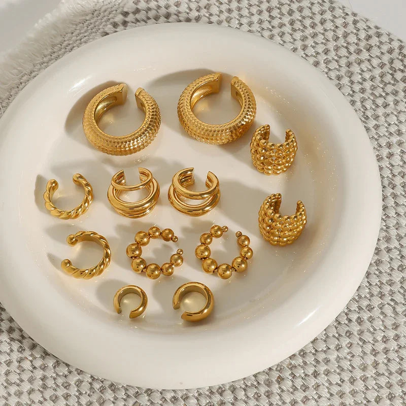 gold clip on earrings for women