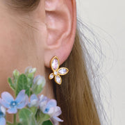 gold flower drop earrings