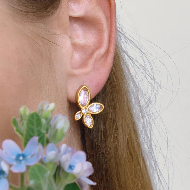 gold flower drop earrings
