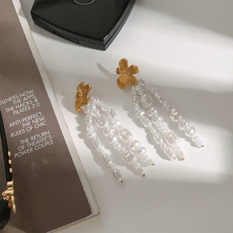 gold pearl drop earrings