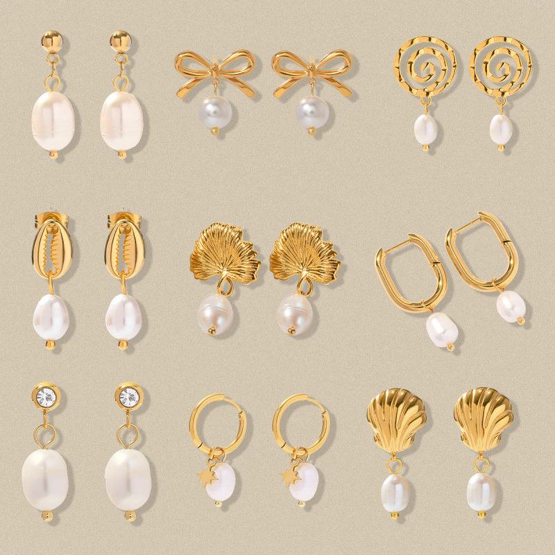 gold pearl earrings drop