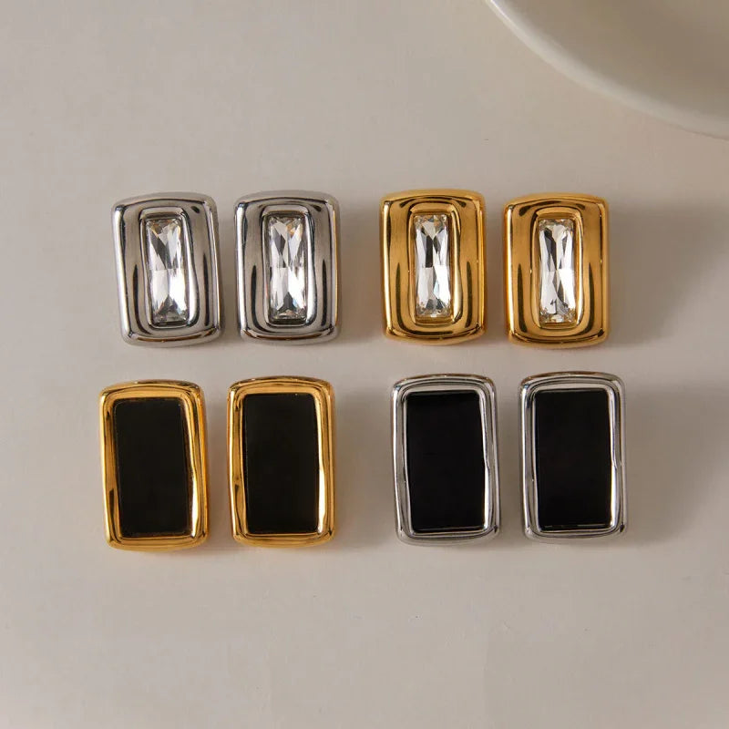 gold square stud earrings