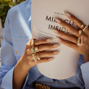 gold steel rings pearls