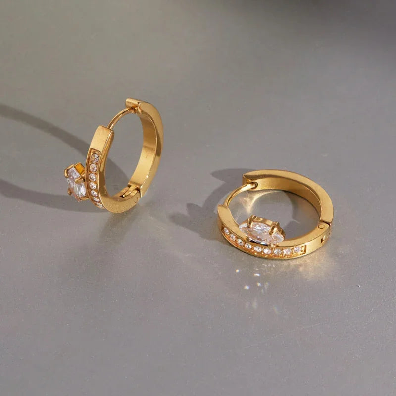 gold stud earrings cubic zirconia