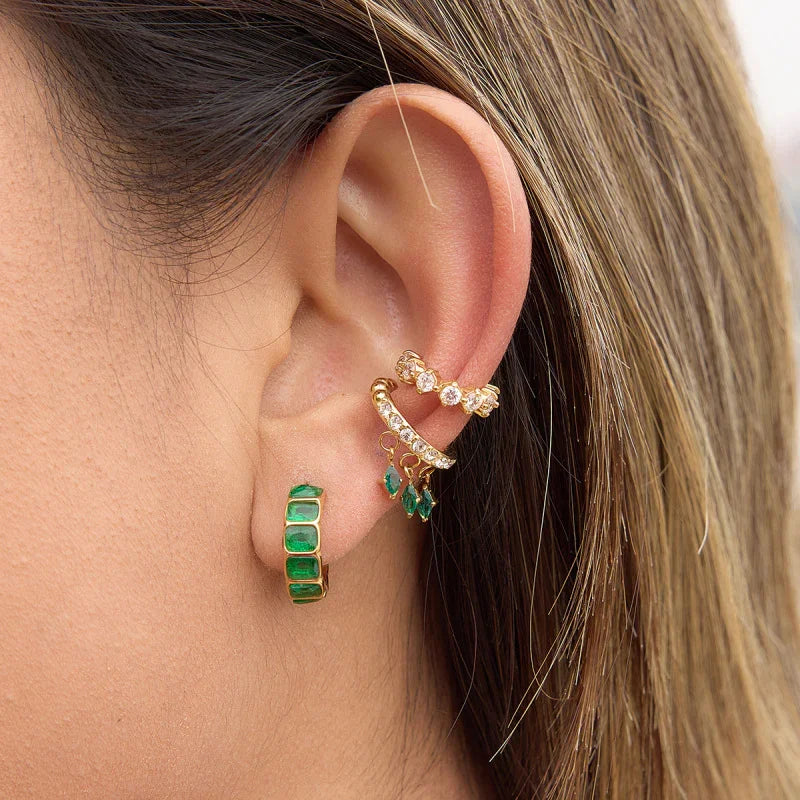 green clip on earrings