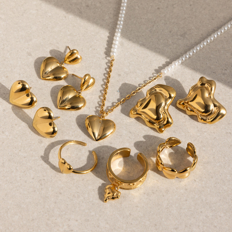 heart necklace and earrings set