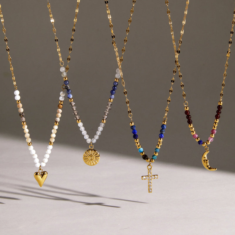 natural stone cross necklace