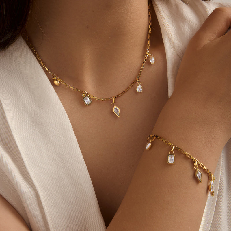 necklace and earring set gold