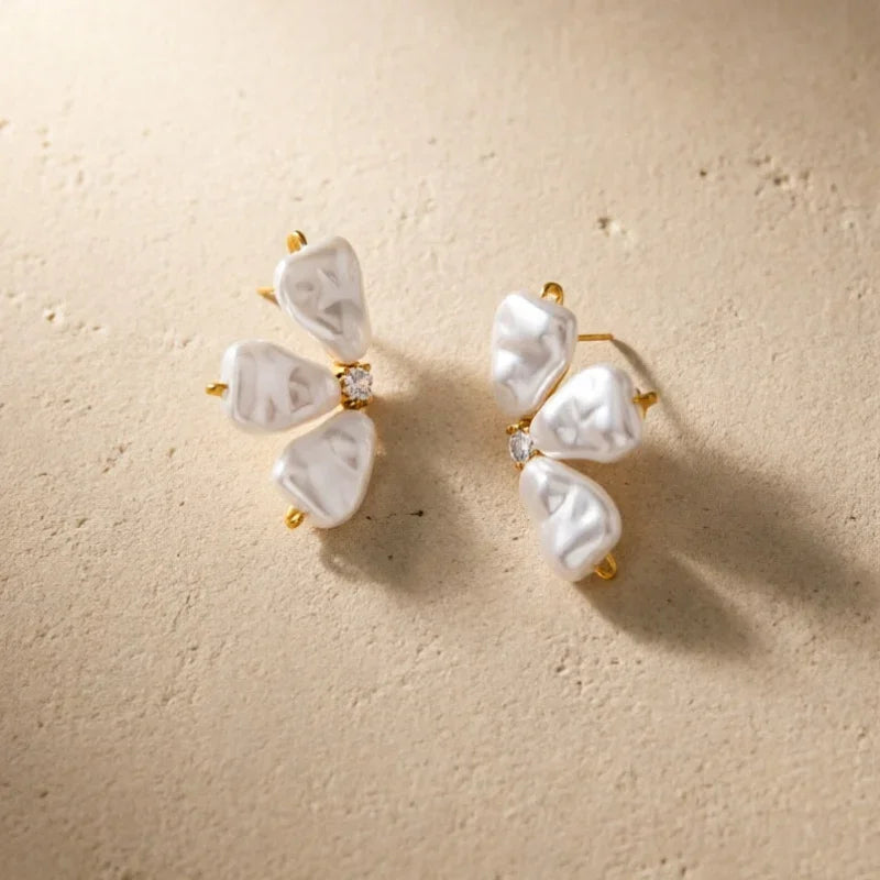 pearl cubic zirconia drop earrings