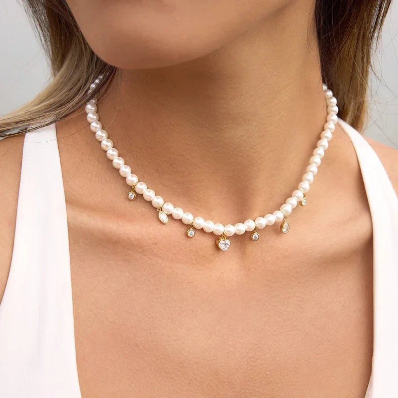pearl cz necklace