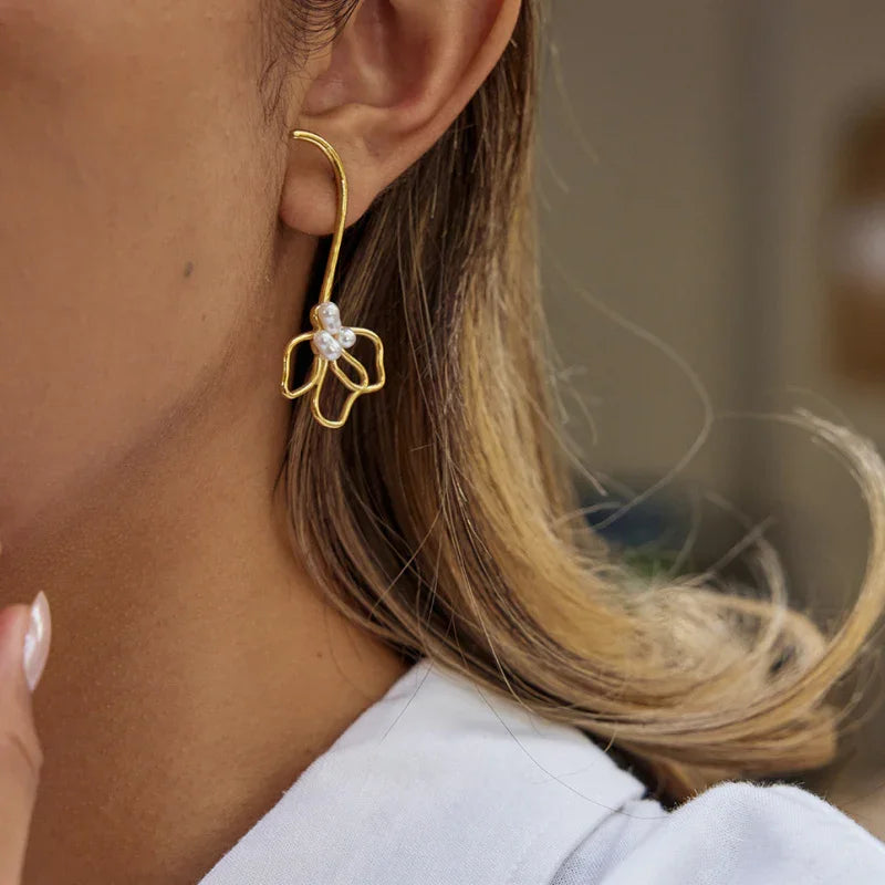 pearl floral earrings