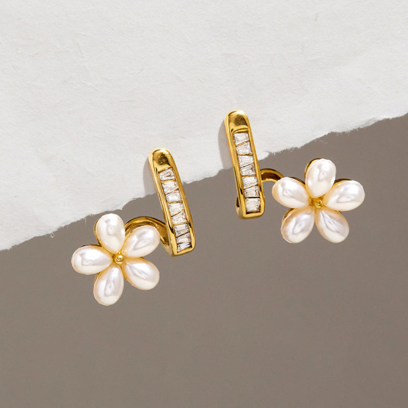 pearl flower earrings
