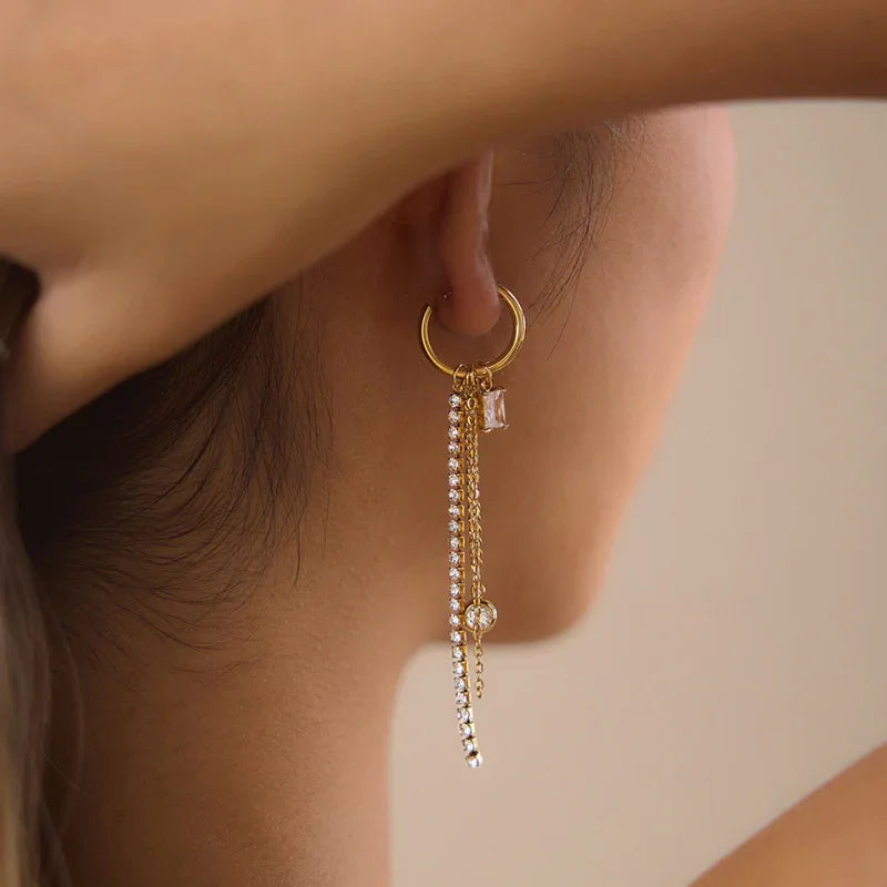 rhinestone earrings long