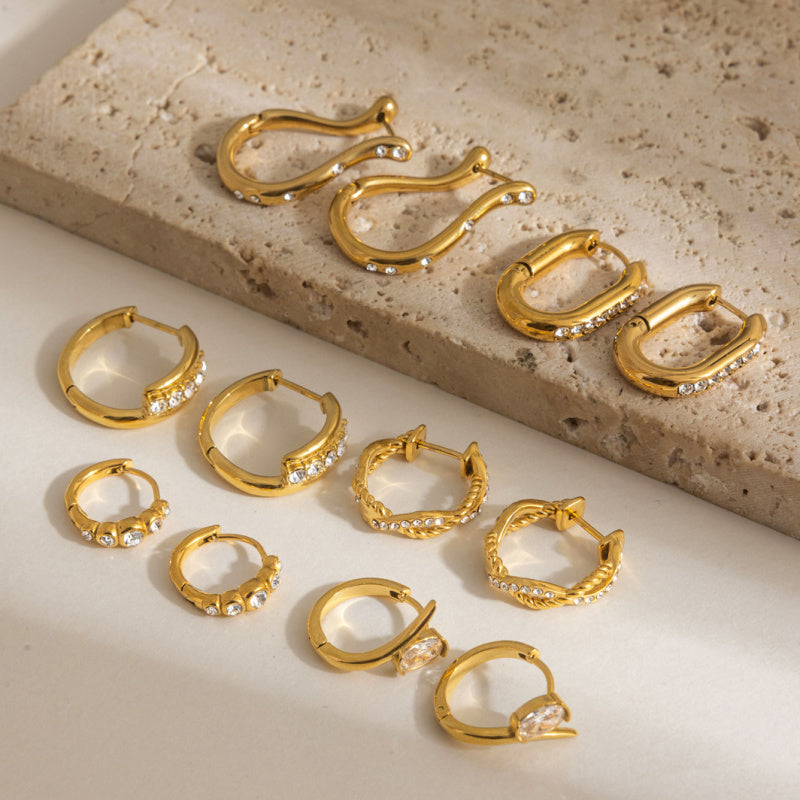rhinestone hoop earring