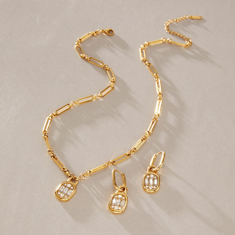 rhinestone necklace and earring set