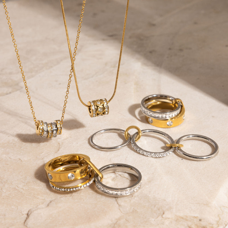 rhinestone necklace and ring sets